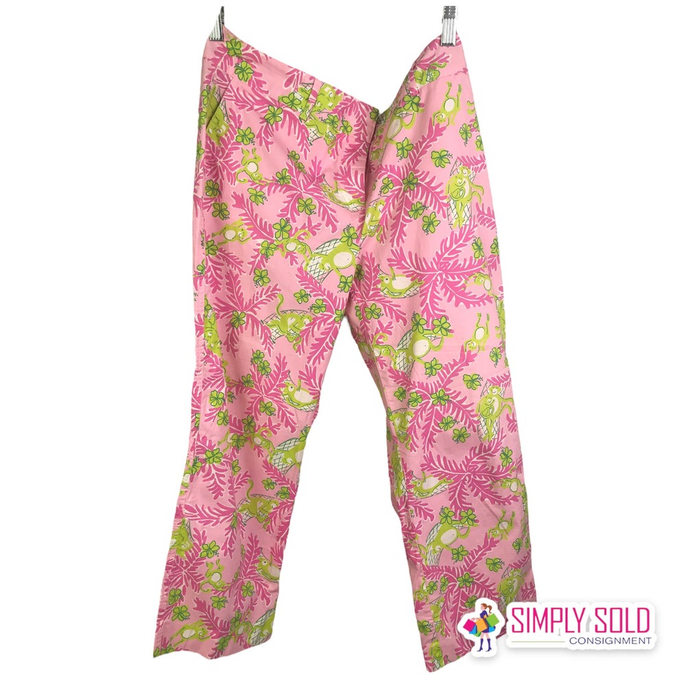 Lilly Pulitzer Women's Capri Pants Pink Floral Cotton Stretch Casual Preppy‎ 12